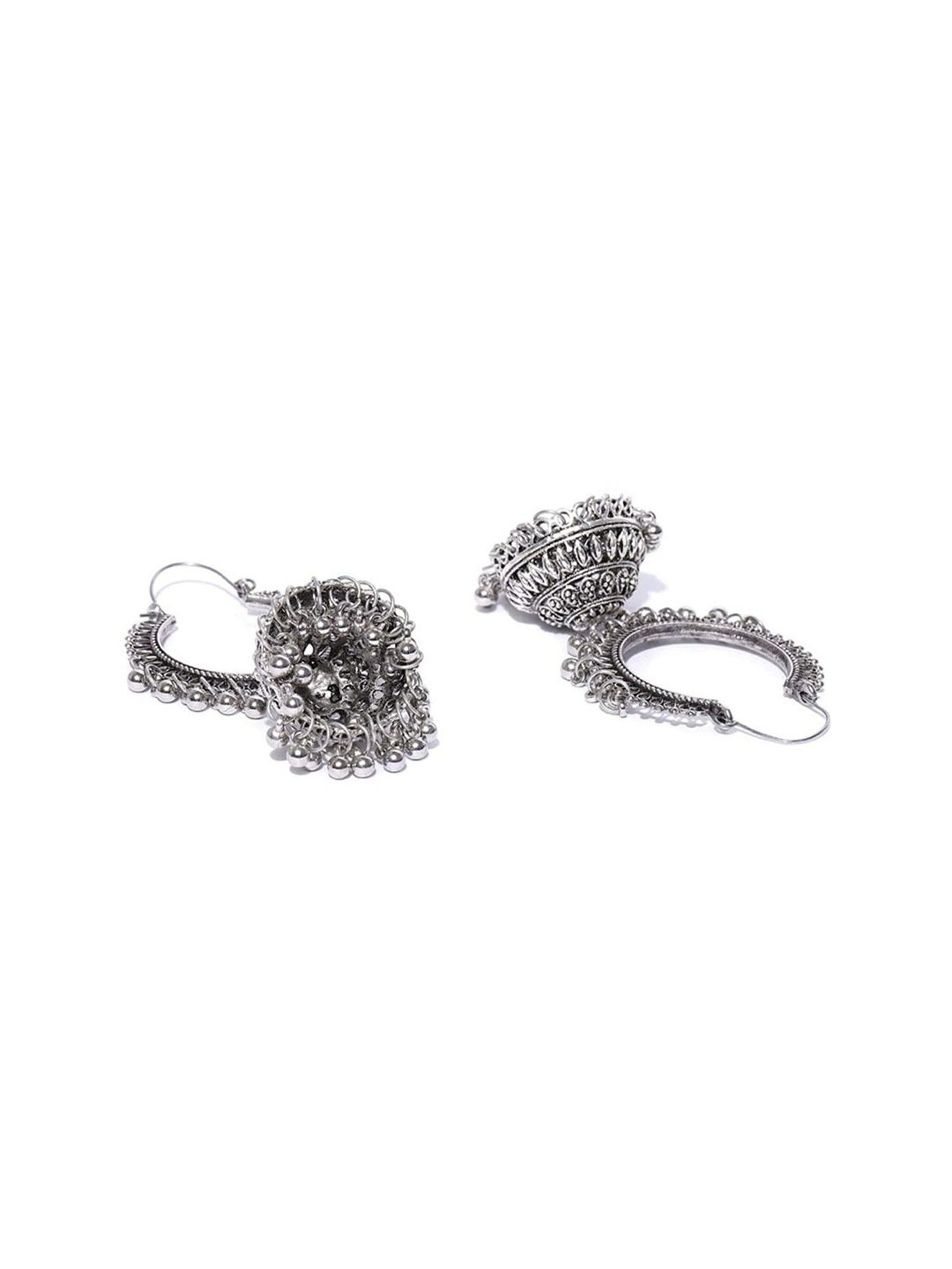 YouBella Stylish Afghani Oxidized Silver Jhumki Earrings