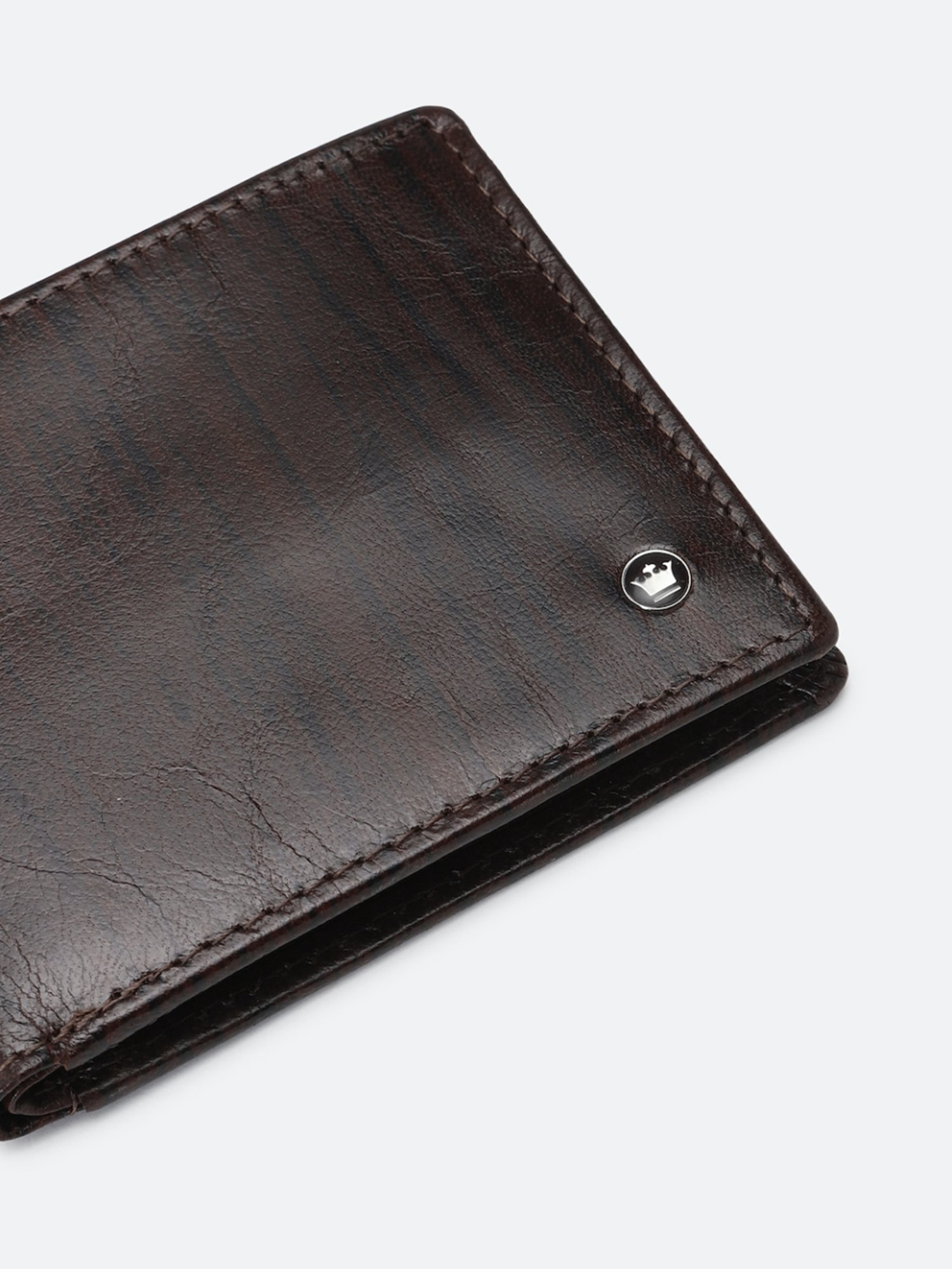 Louis Philippe Brown & Black Leather Printed Bi-Fold Wallet