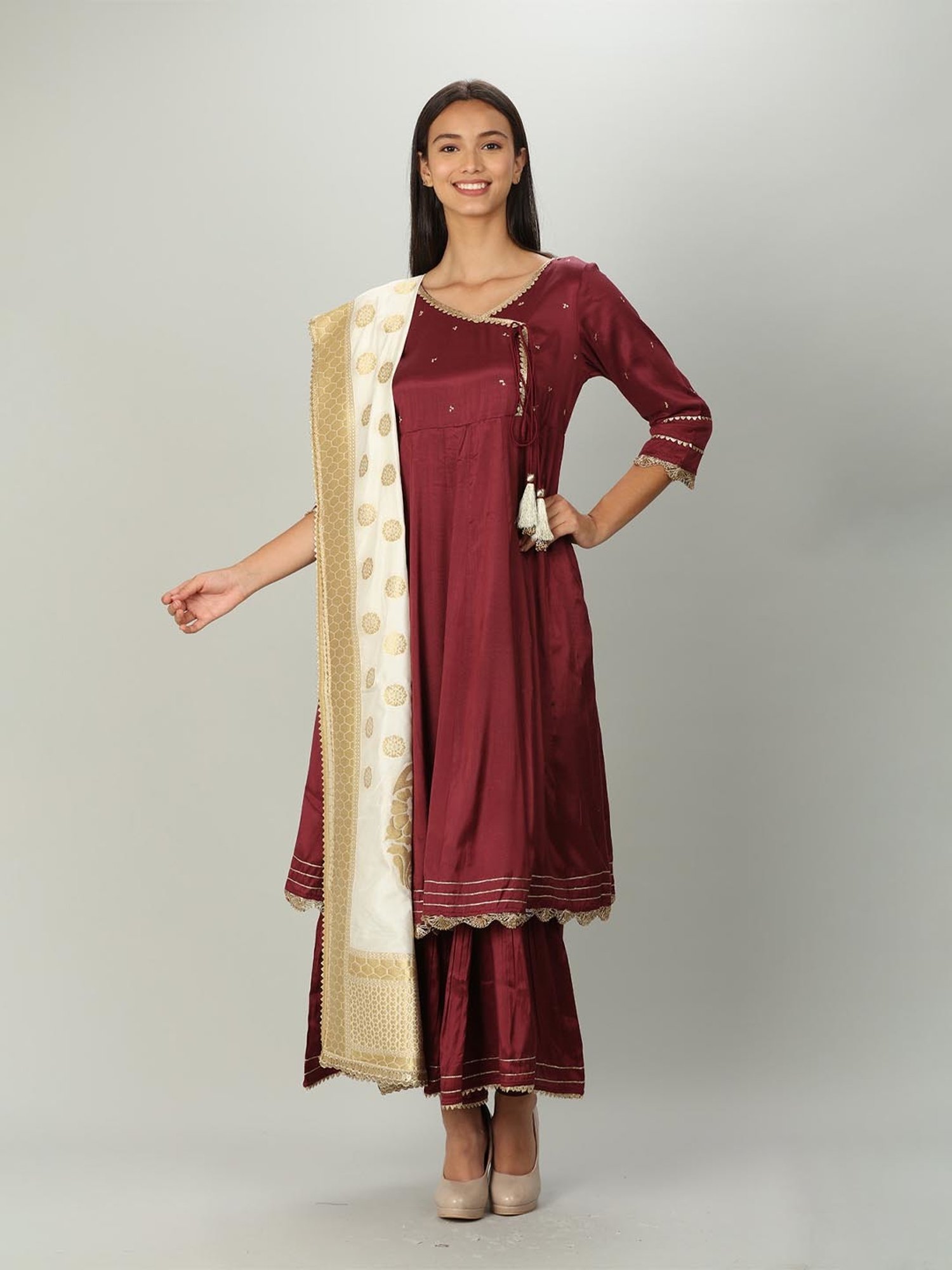 Mustard Maroon Regular Fit Leggings