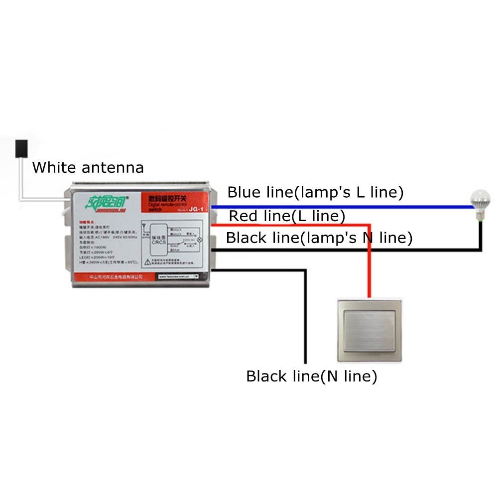 AC180-245V JG-2S One Channel 433Mhz Wireless Remote Control Light Switch for Incandescent Lamp LED Light