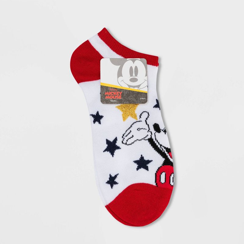 Women's Sparkly Mickey Mouse Low Cut Socks - White 4-10