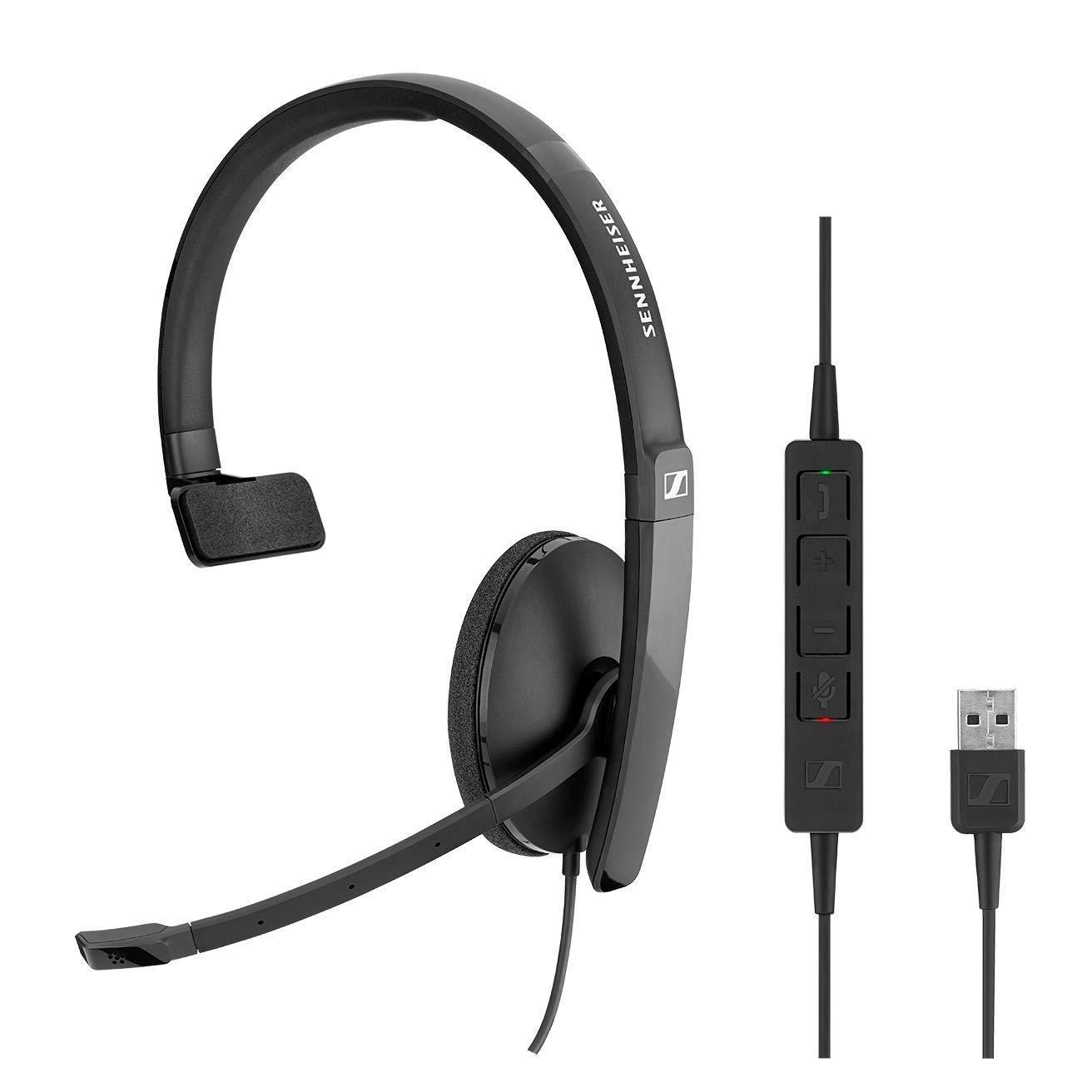 Sennheiser SC 130 USB (508314) - Single-Sided (Monaural) Headset for Business Professionals | with HD Stereo Sound, Noise Canceling Microphone, & USB Connector (Black)
