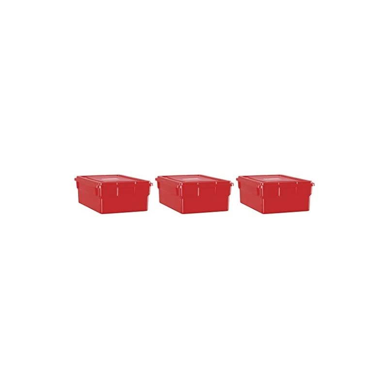 Storage Box with Lid - 16 x 11 x 6 inches - Red