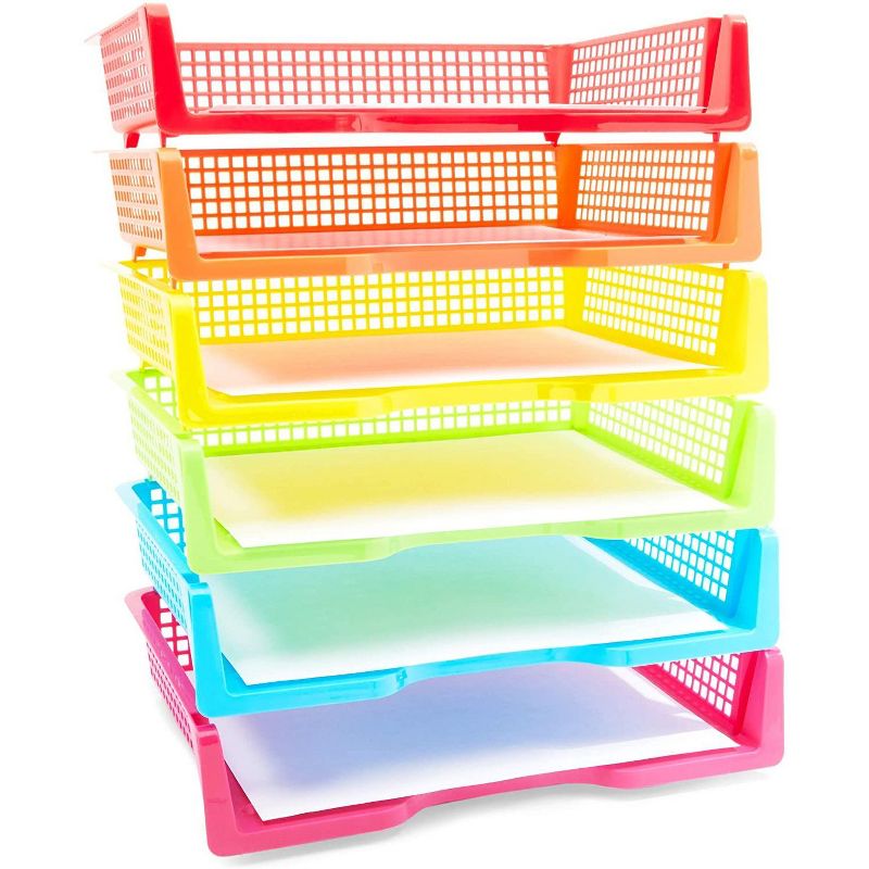 Bright Creations 6 Colors Stackable Plastic Letter Trays Document Holder Desk Organizer Office Supplies 9.2x3x13.3 in