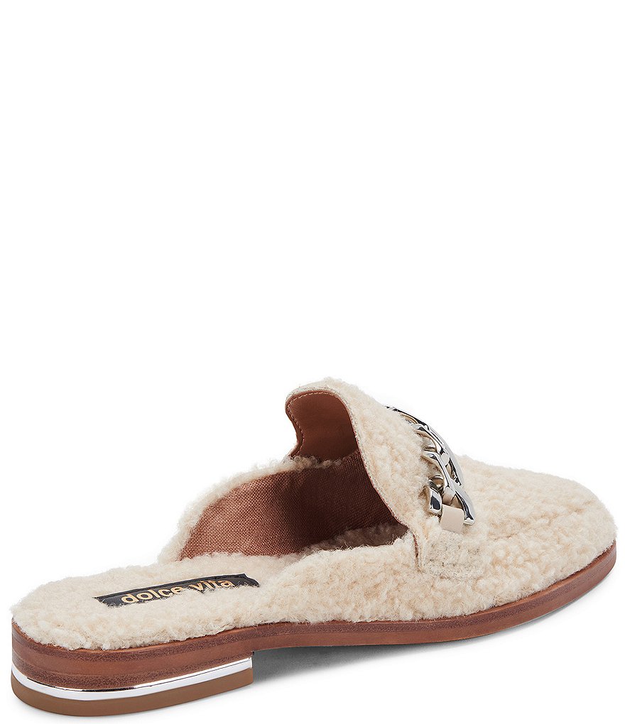 Dolce Vita Pela Faux Shearling Chain Detail Mules
