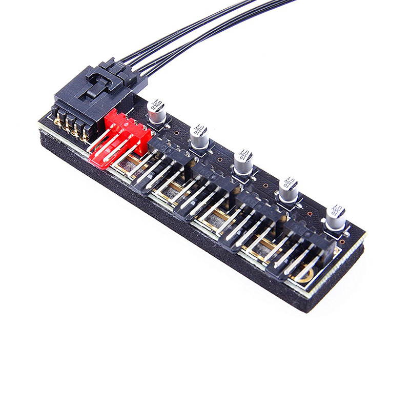 EnLabs PRPWMHUB5 5-Channel Motherboard 4-Pin PWM Fan Hub 1 to 5 Fan Power Splitter Hub w/ 5 Solid Capacitors Suitable for 12V 3Pin / 4Pin fan (12V)