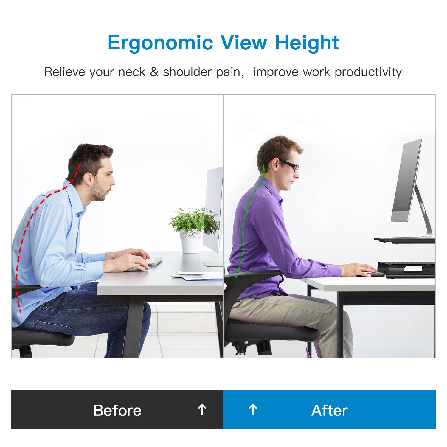 Monitor Stand Riser with Vented Metal Base, 2 Tier Desk Organizer Stand for Laptop Computer, Desktop Printer Stand with Anti-Slip Pads Holds 44lbs, Versatile as Storage Shelf & Screen Holder by HUANUO