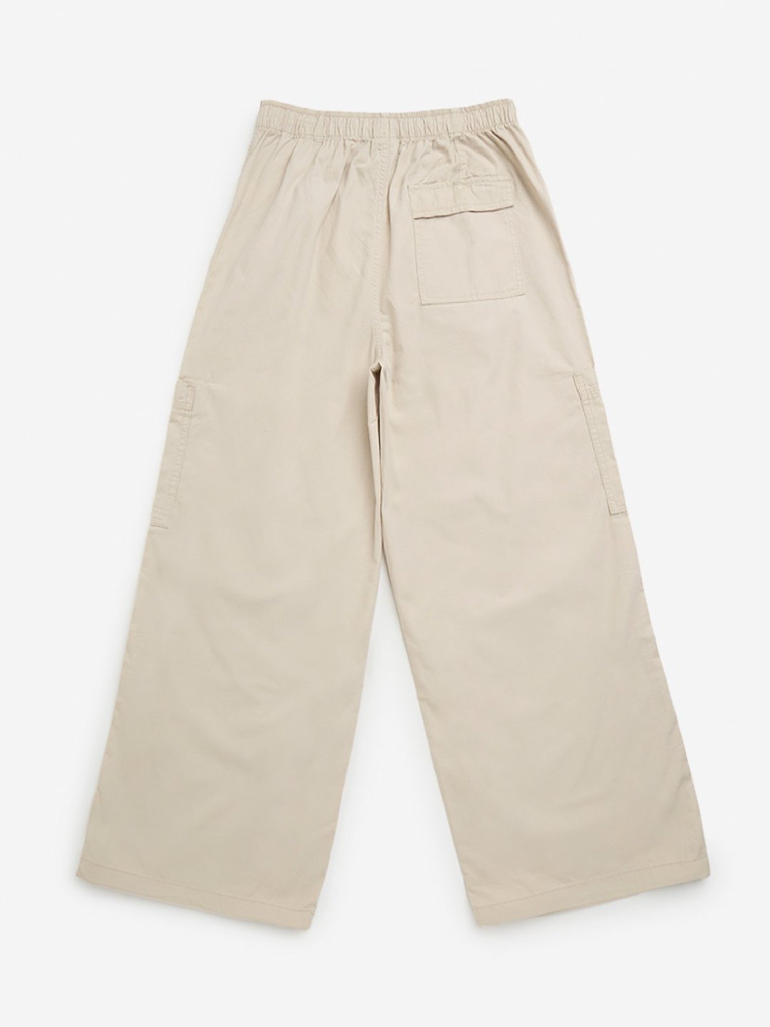 Y&F Kids by Westside Beige Mid-Rise Cotton Parachute Pants