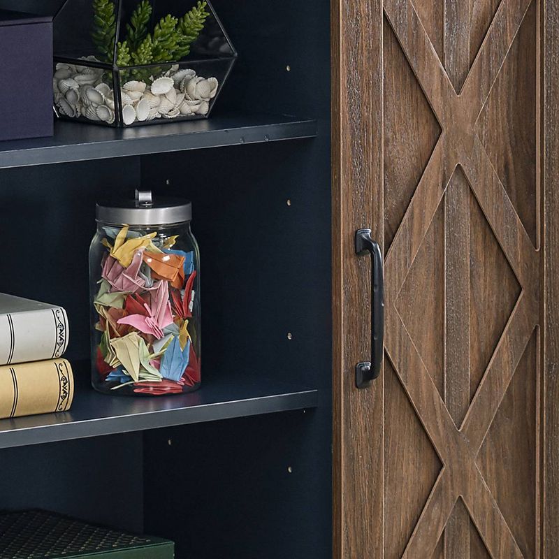 47" Barn Door Storage Accent Cabinet Navy - Home Essentials