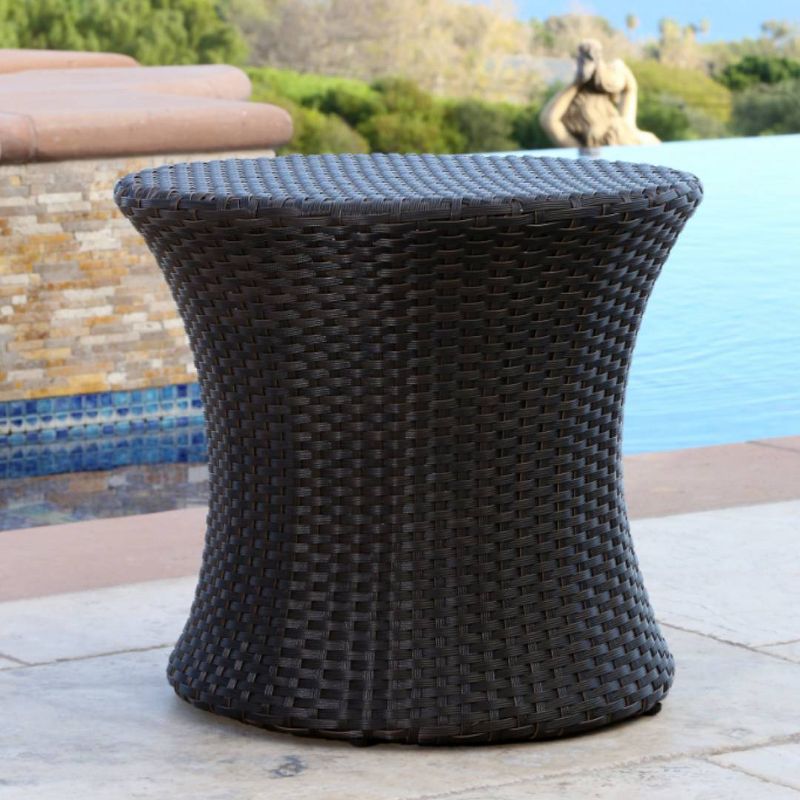 Newport Outdoor Wicker End Table - Espresso - Abbyson Living
