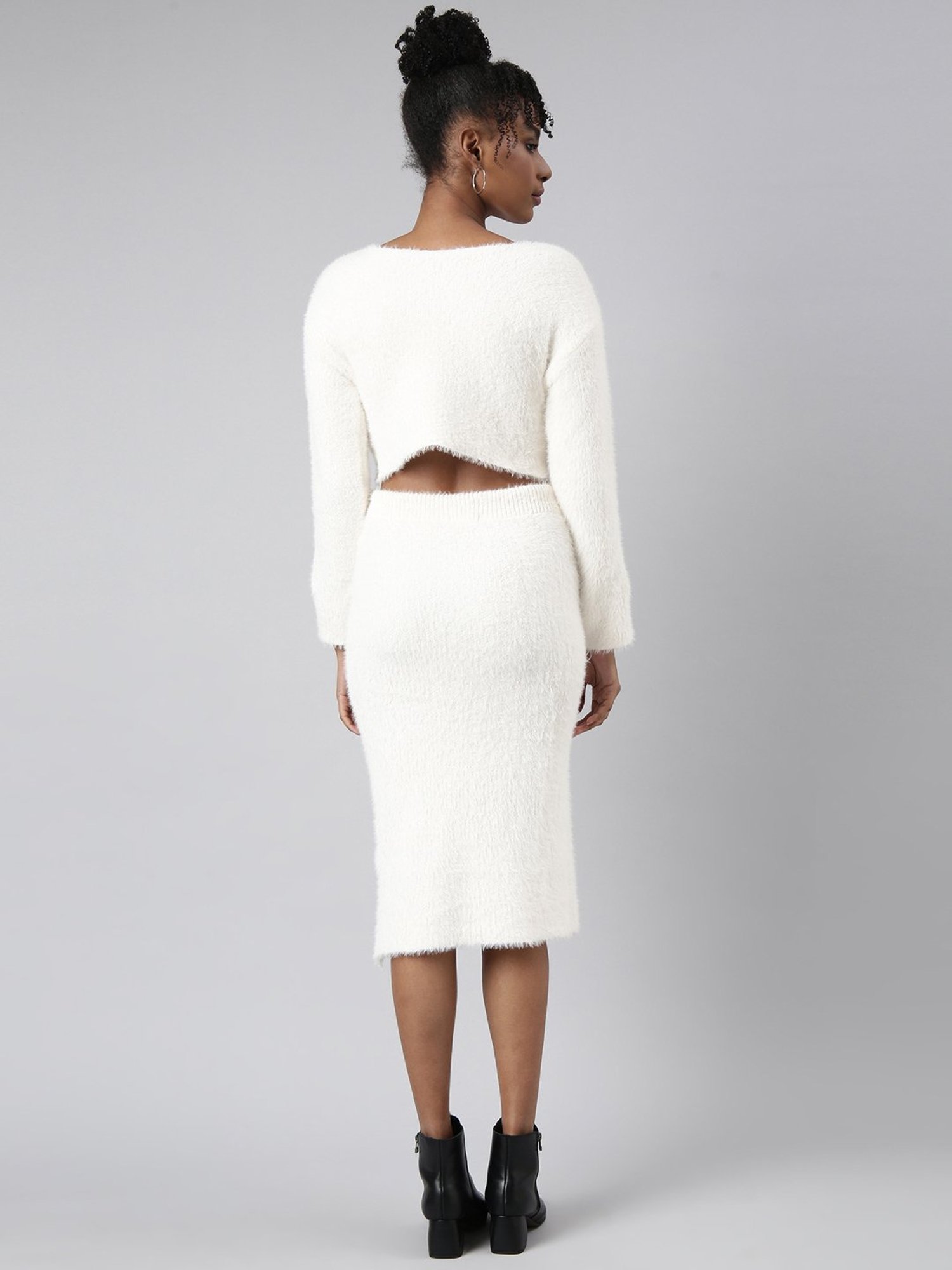 SHOWOFF Cream Acrylic Regular Fit Co-Ord Set