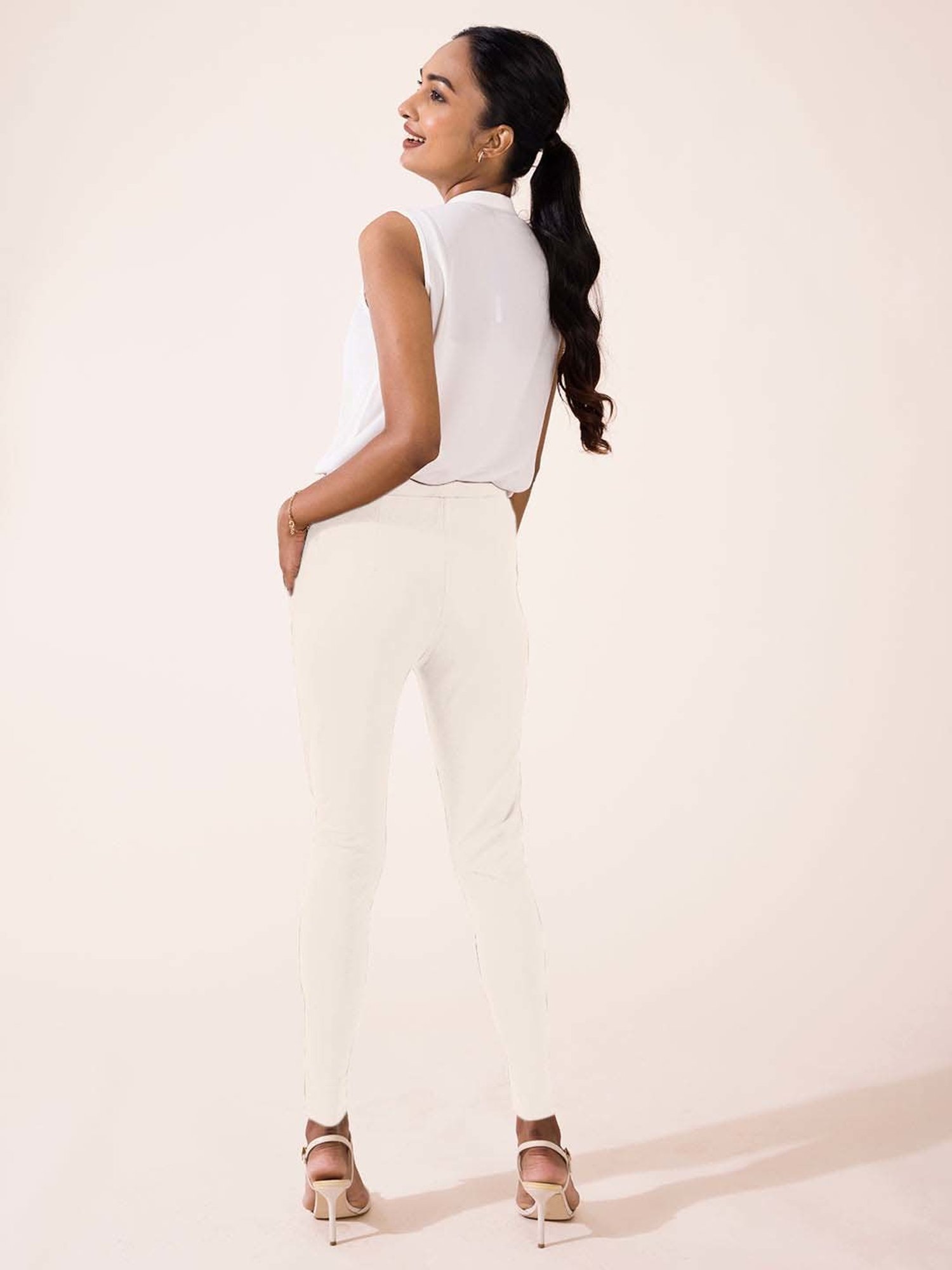 Go Colors! Beige Mid Rise Formal Trousers