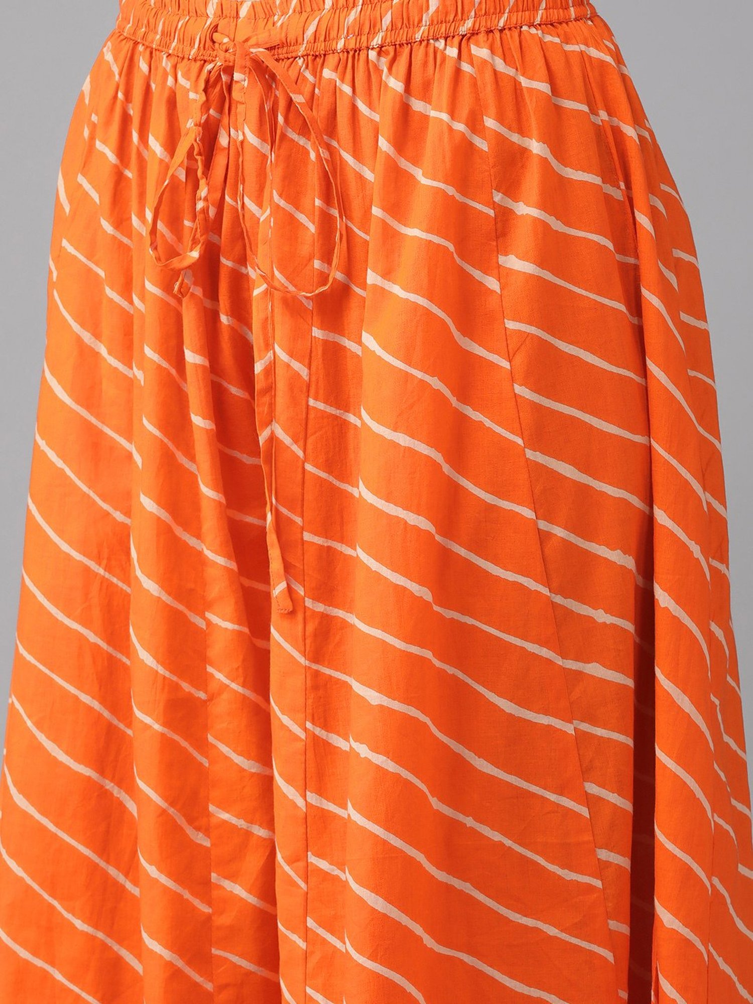 Prakrti White & Orange Cotton Embroidered Kurta & Palazzo Set