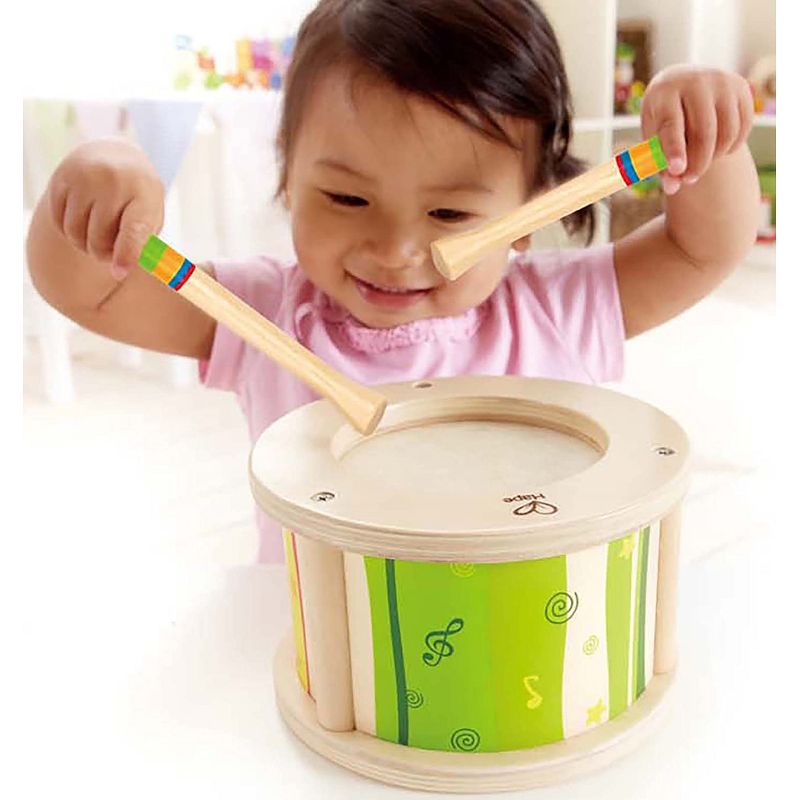 Hape Little Drummer Kid's Wooden Play Beat Drum Instrument Music Set with Playing Sticks for Toddlers Ages 3 and Up