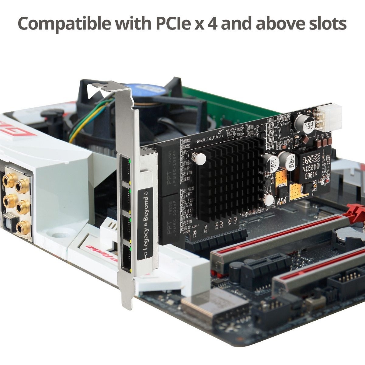 SIIG 4 Port Gigabit Ethernet with POE PCIe Card Intel 350 LBGE0811S1