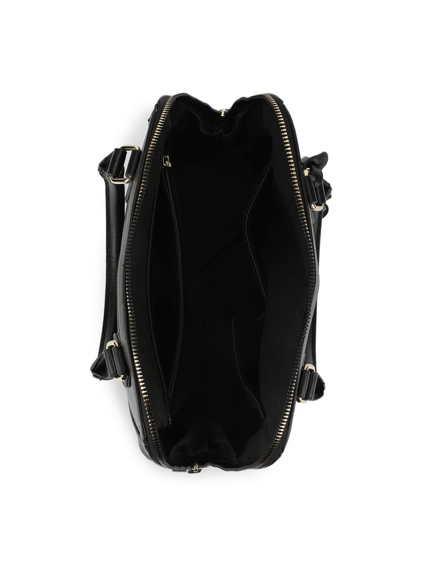 Tyra Iris Black Solid Faux Leather Handbag