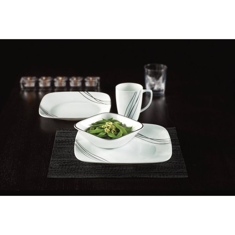 Corelle Square 16pc Vitrelle Simple Sketch Dinnerware Set