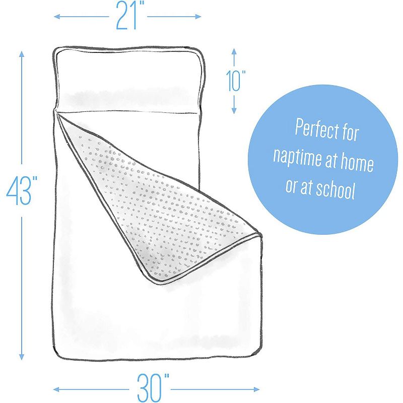 JumpOff Jo Toddler Nap Mat - Children's Sleeping Bag with Removable Pillow for Preschool, Daycare, and Sleepovers - 43 x 21 Inches - Jo's Garage