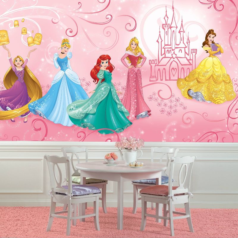 6'x10.5' XL Disney Princess Enchanted Chair Rail Prepasted Mural Ultra Strippable - RoomMates