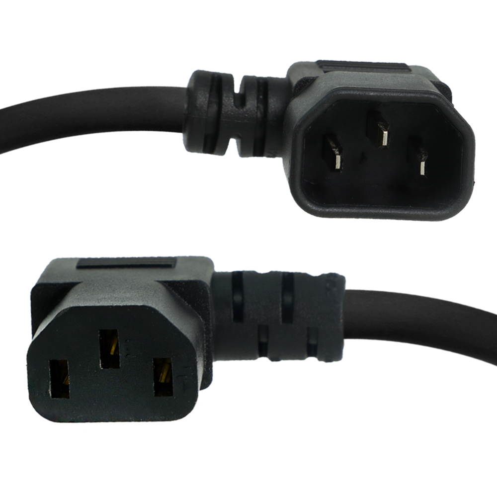 C14 Right to C13 Left Power Cord - 6 Foot, 10A/250V, 18/3 SJT, IEC 60320 - Iron Box Part # IBX-6424-06