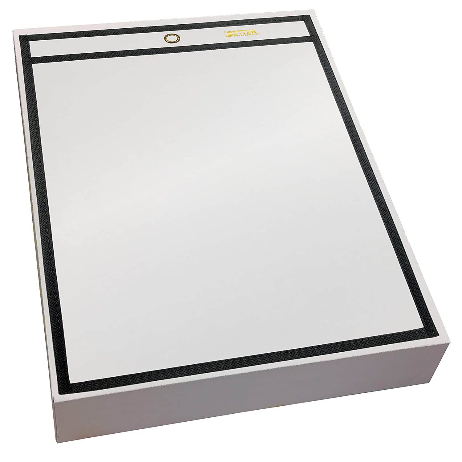 Shop Ticket Holders, 6 x 9 Inches, Both Sides Clear, Stitched Black Edge Trim, by Better Office Products, 20 Pack