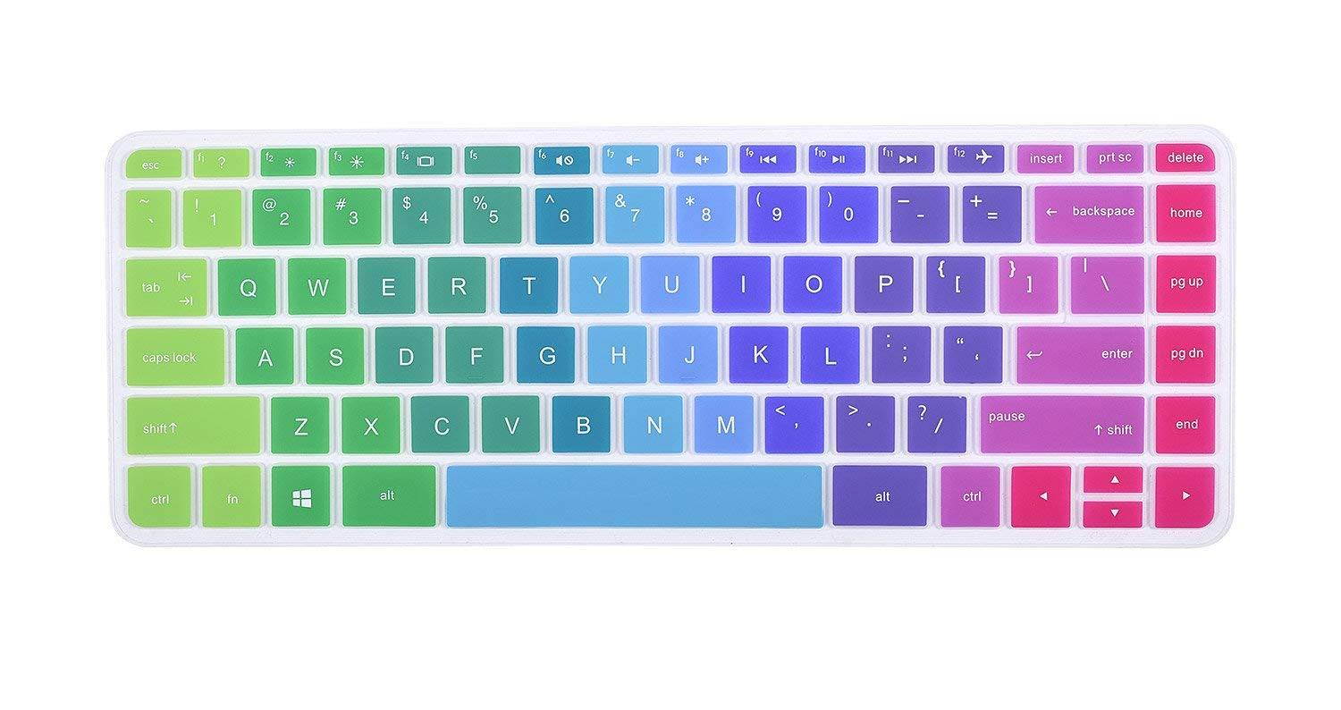 Colorful Keyboard Cover for HP Stream 14 inch Laptop | HP Stream 14-ax Series | HP Pavilion 14-ab 14-ac 14-ad 14-al 14-an 14-cb Protective Skin, Rainbow