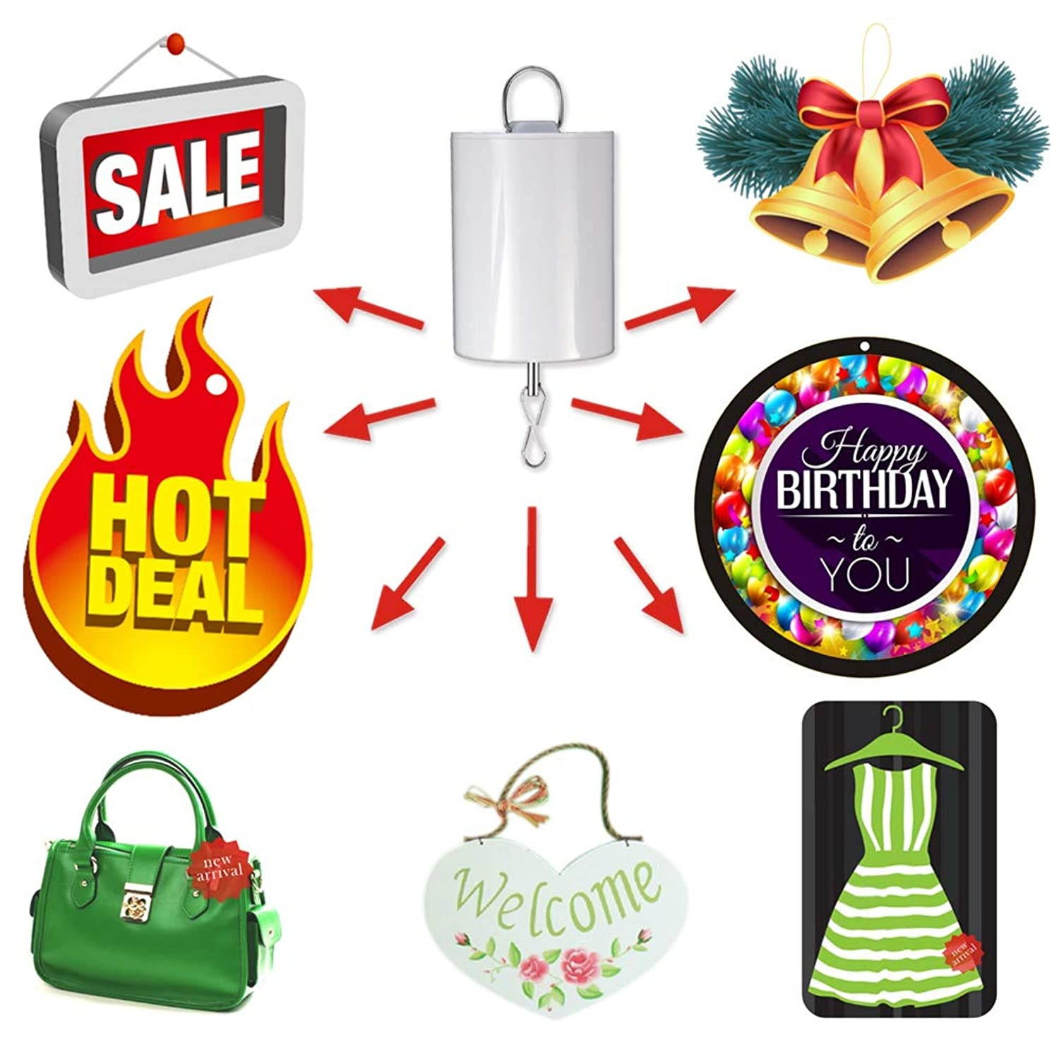 FONMY Hanging Display Motor with Remote for Wind Spinner Ornament Hanging Decor Wind Chimes Baby Crib Mobile Battery Operated Motor-10 RPM Low Speed