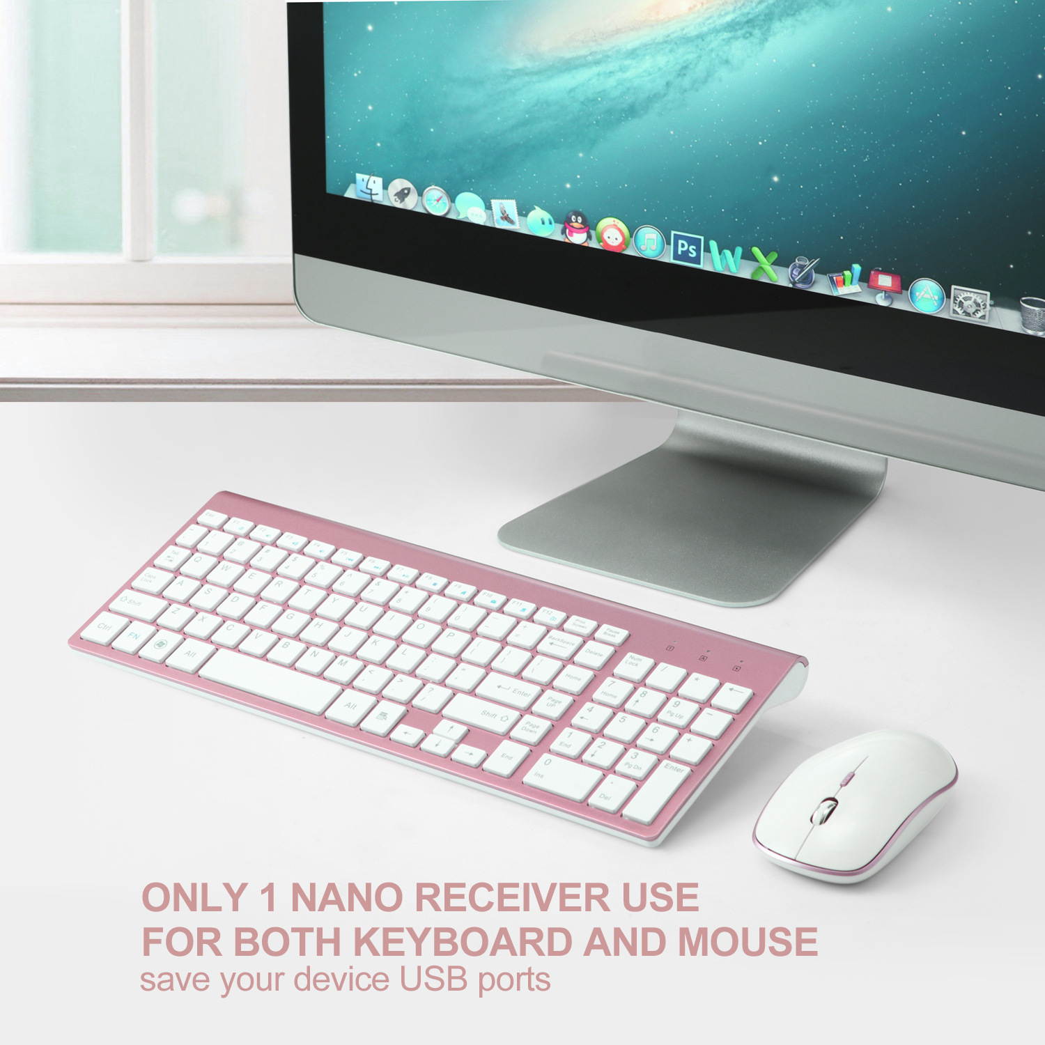 E168 Wireless Keyboard and Mouse Combo,Full Size Quiet US Layout Slim Travel Compact Compatible with iMac MacBook PC Laptop Tablet Notebook Windows10 (Black)