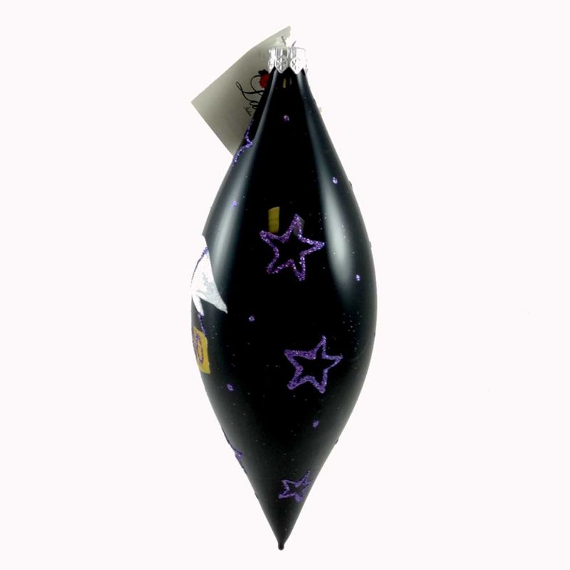 Laved Italian Ornaments Black Drop With Ghost Halloween Blown Glass  -  Tree Ornaments