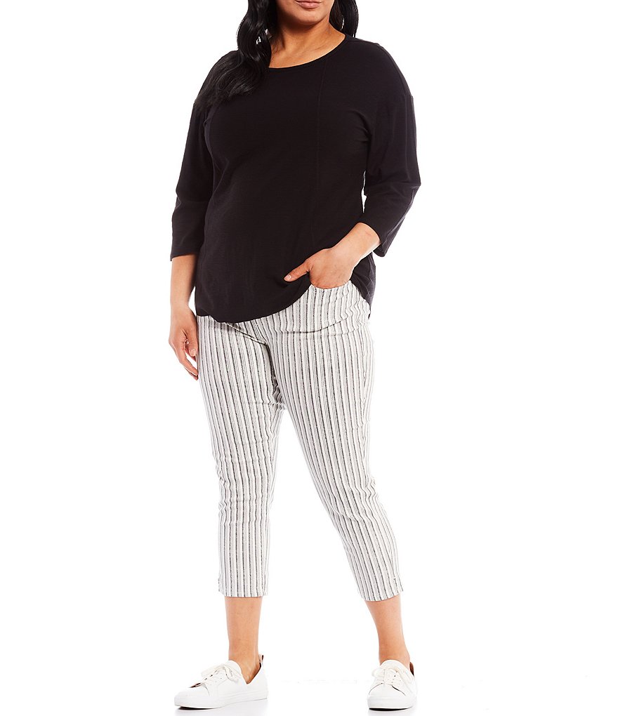 Westbound Plus Size the HIGH RISE fit Striped Crop Pull-On Pants