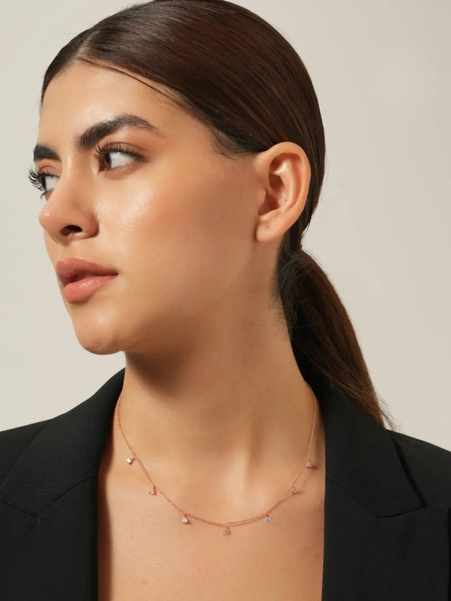 Mabel 92.5 Sterling Silver Rose Gold-Plated-Plated Tiny Twinkle Necklace