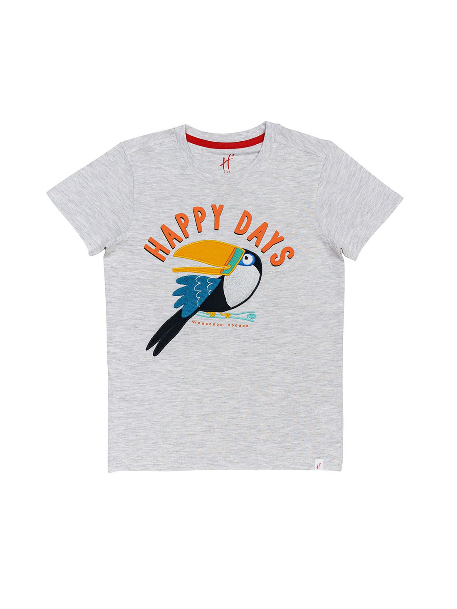 H by Hamleys Boys Grey Melange Printed T-Shirt