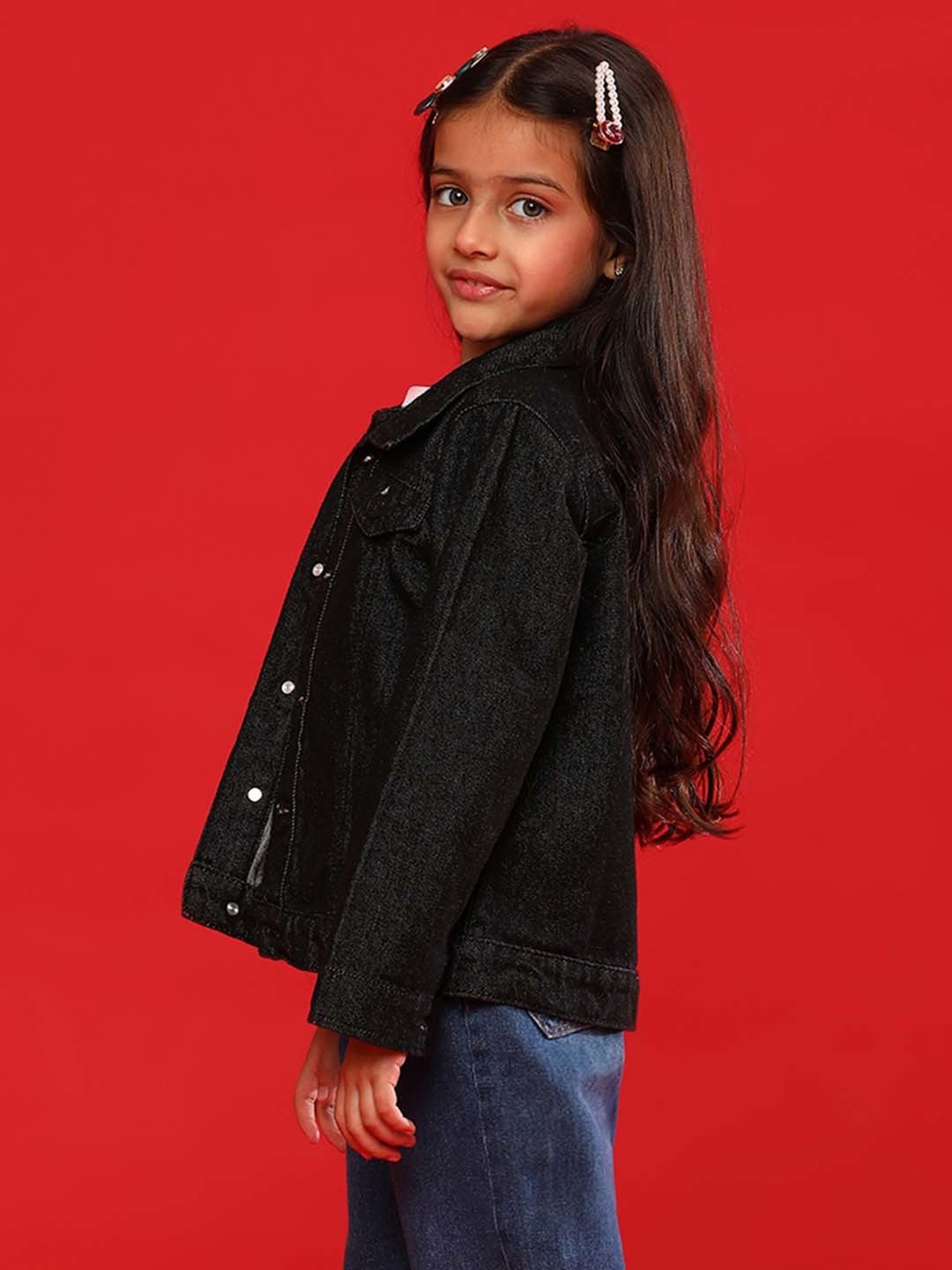 Tales & Stories Kids Black Cotton Regular Fit Full Sleeves Jacket