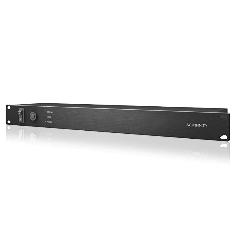 Infinity TESLORE A1 Rackmount PDU with Surge Protector 15A Circuit Breaker 8 Rear Outlets 15ft Power Cord for AV Equipment