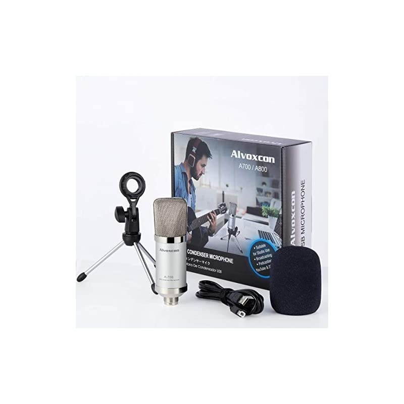 USB Microphone  Unidirectional Condenser Mic for Computer PC MacWindows Podcasting Vlog YouTube Studio Recording Skype Stream Voice Over Vocal Dictation with Desktop Tripod Stand