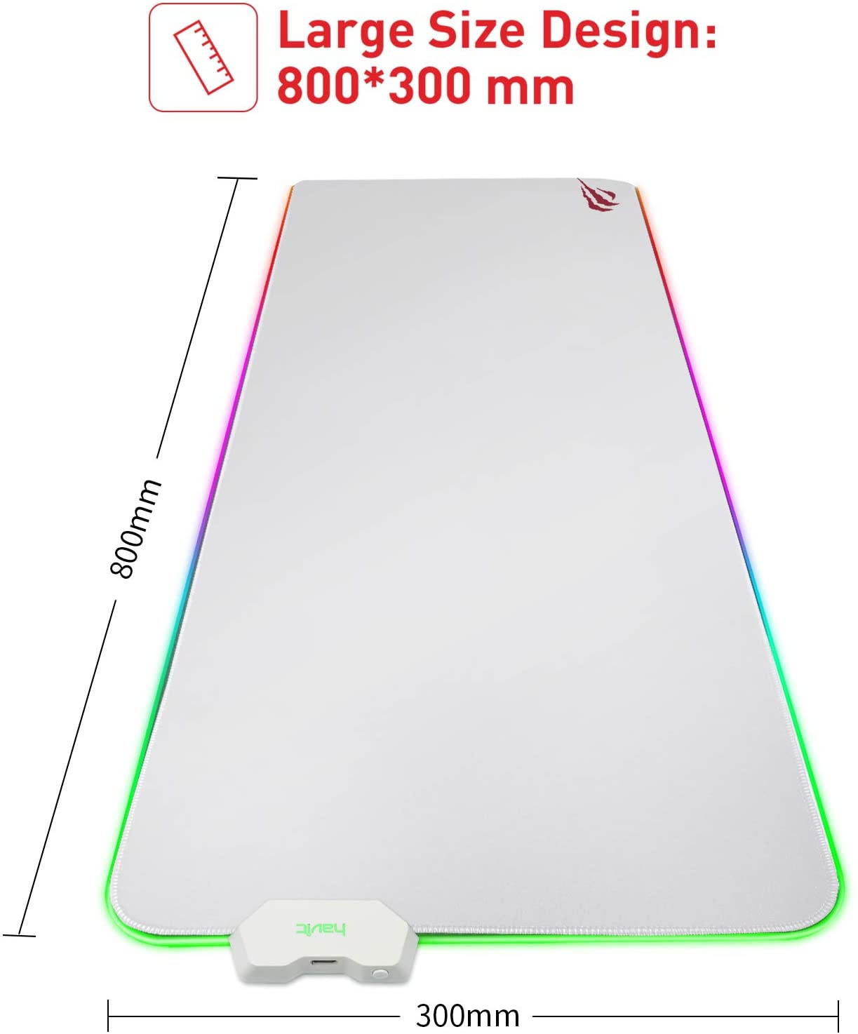 RGB Gaming Mouse Pad Soft Non-Slip Rubber Base Mouse Mat for Laptop Computer PC Games (31.511.80.16 inches, White)