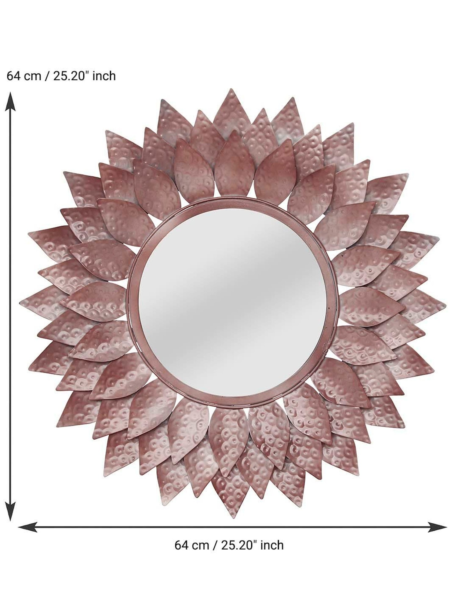 CHRONIKLE Pink Iron Sun Burst Designer Round Wall Mirror