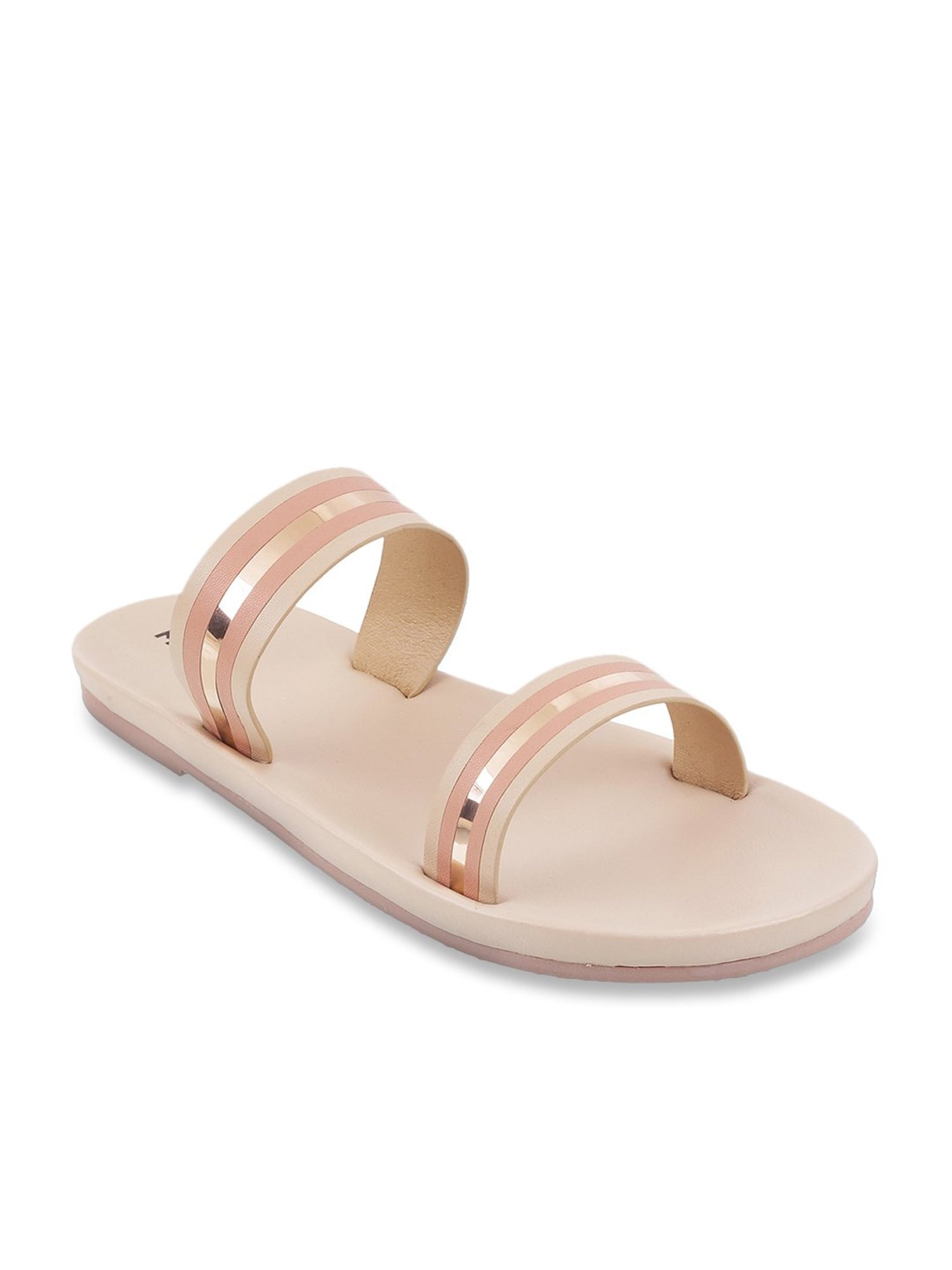 Mochi Women's Beige & Pink Casual Sandals