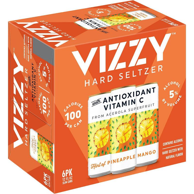 Vizzy Pineapple Mango Hard Seltzer - 6pk/12 fl oz Slim Cans