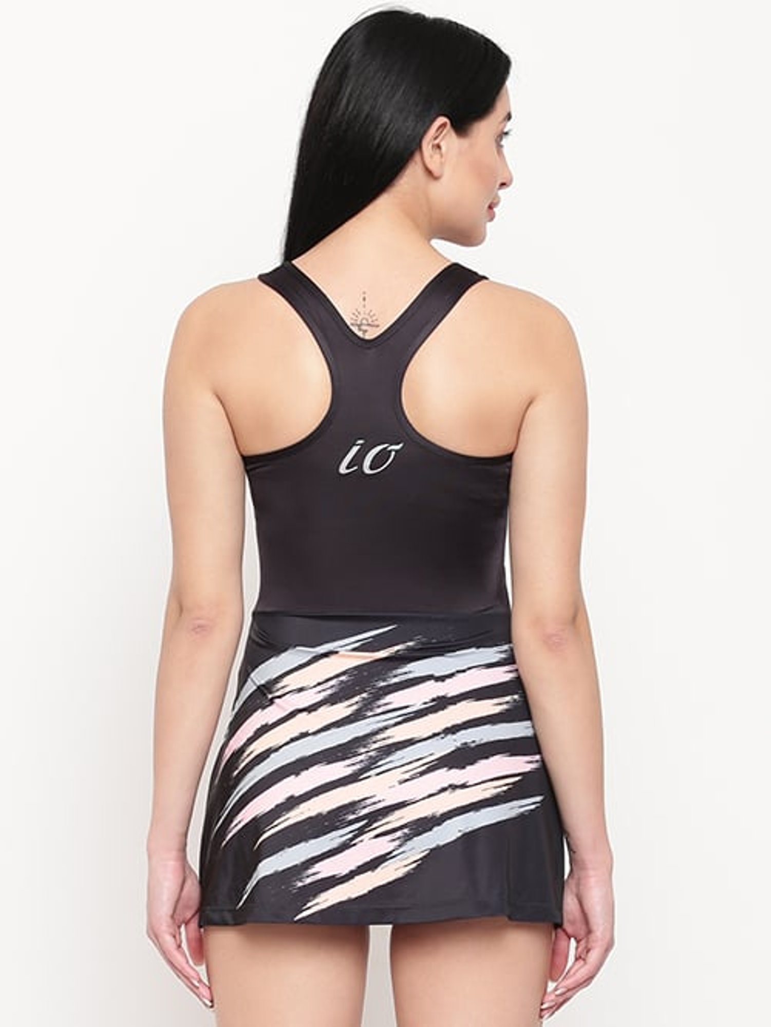 IO Black Printed Swimdress