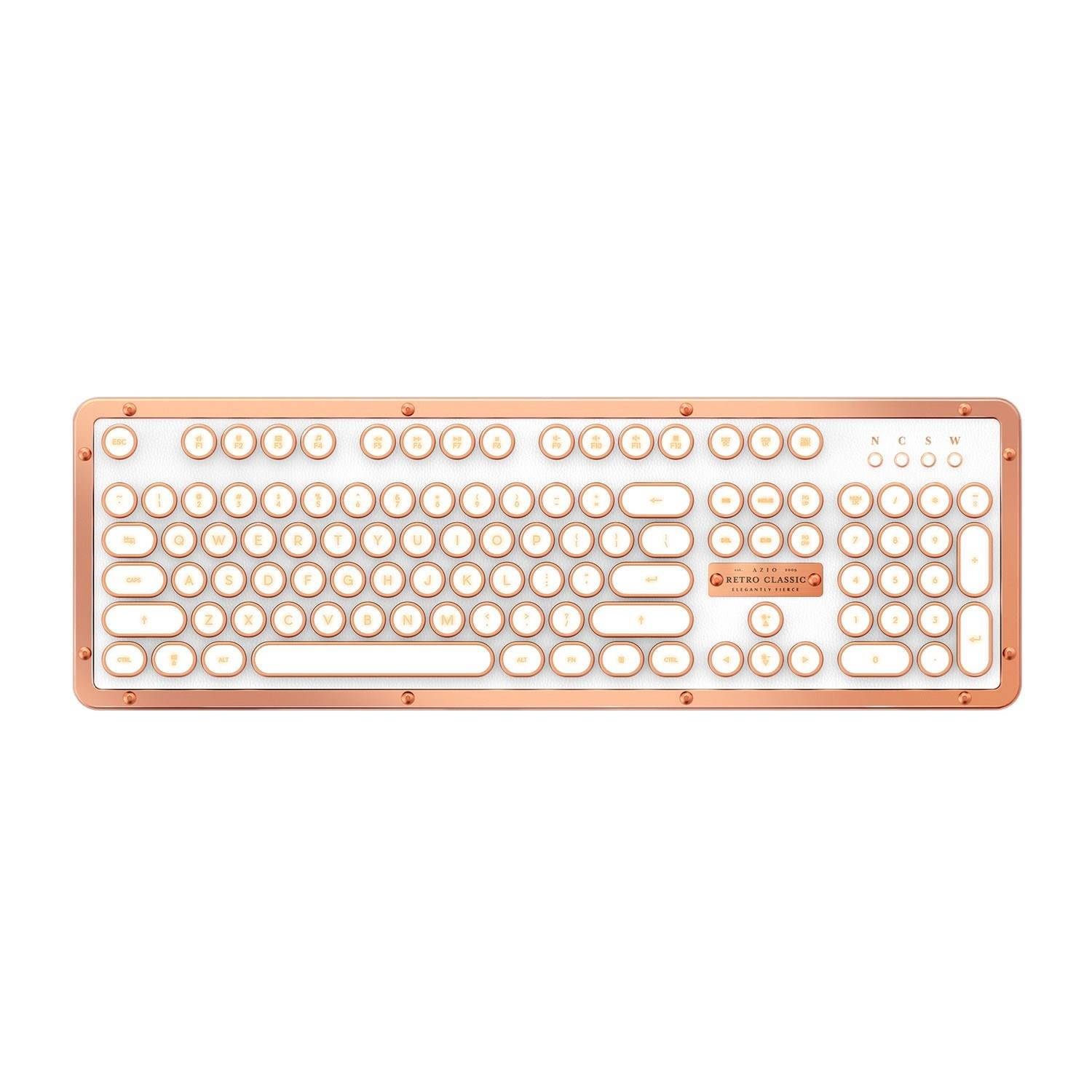 Azio Keyboard MK-RETRO-L-02B-US Bluetooth Retro Classic Mechanical Keyboard Posh Retail