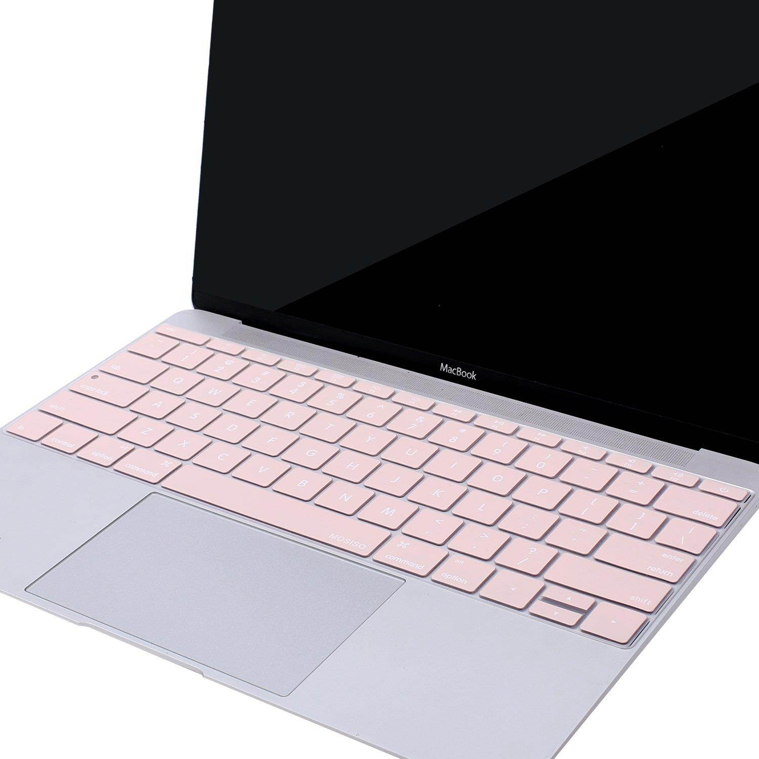 MOSISO Keyboard Cover Compatible MacBook Pro 13 Inch 2017 & 2016 Release A1708 No Touch Bar & New MacBook 12 Inch A1534 Protective Skin, Rose Quartz