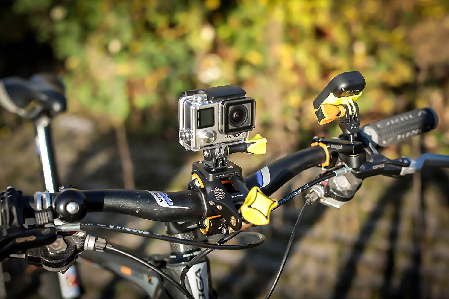 iSHOXS Cobra, 6061 Aluminum die-cast Universal Sport and Action Cam Mount with a Large Clamping Range of 16-50 mm with an Open C Construction for mounting Even in Difficult to Reach Places