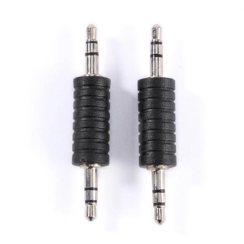 2Pcs/Lot 3.5mm Stereo Male to Male Jack Audio Plug TRS Connector Coupler Adapter Joiner Converter