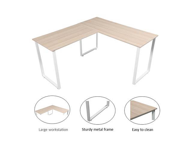 L-Shaped Desk Corner PC Laptop Gaming Table Desk Workstation for Home Office,Oak,GT72