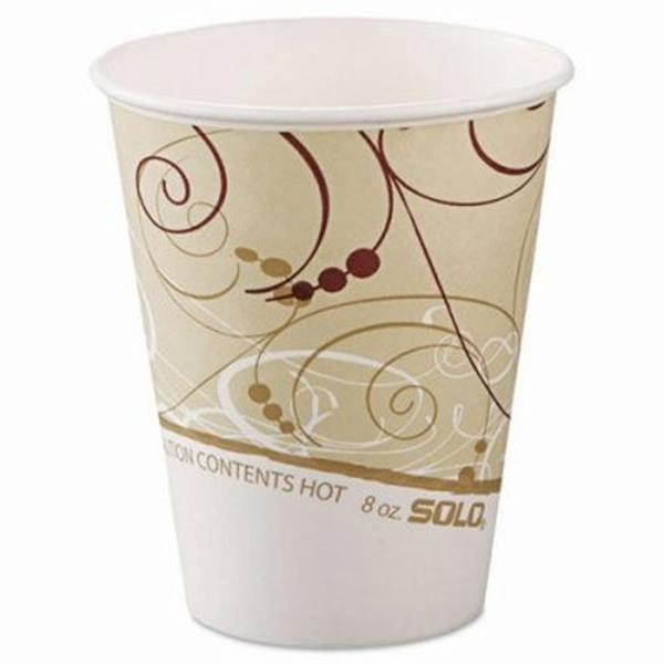 SOLO Cup Company 510SM Paper Hot Cups In Symphony Design, 10 Oz, Beige/White/Red, 1000/Carton