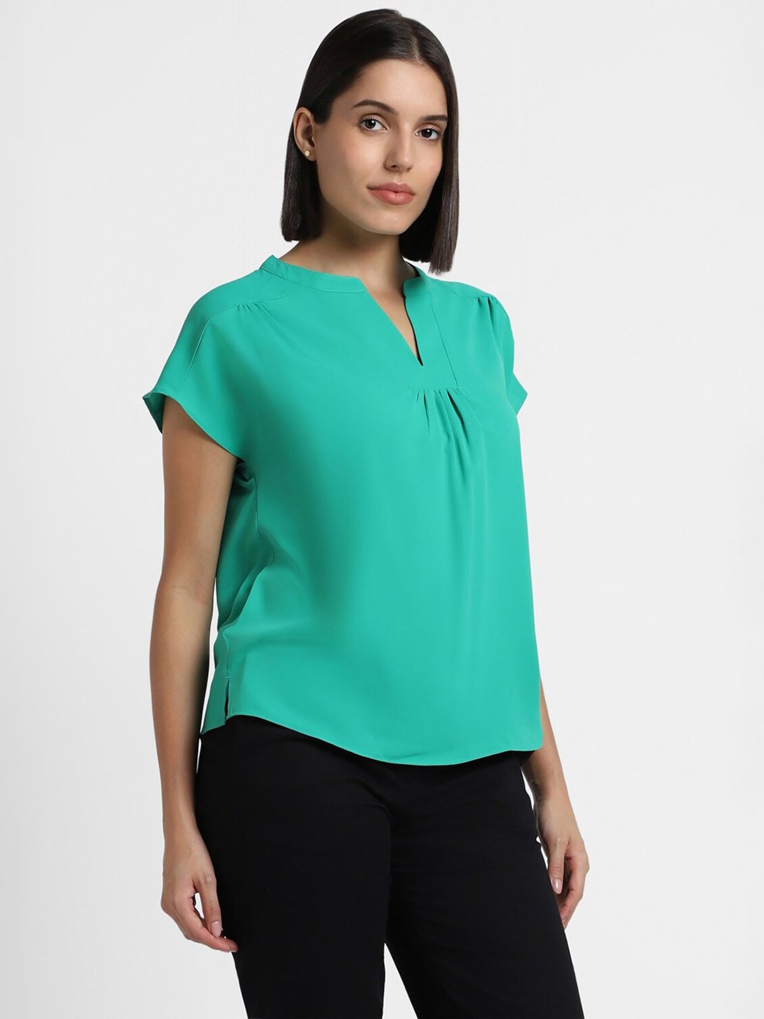 Allen Solly Green Cotton Regular Fit Top