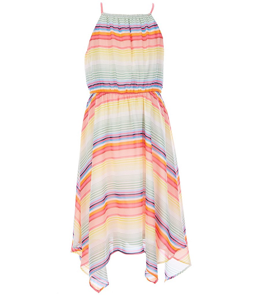 Poppies and Roses Big Girls 7-14 Striped Handkerchief-Hem Dress