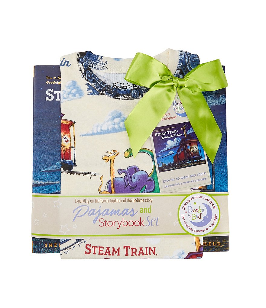 Books To Bed Little Boys 2-6 Steam Train Dream Train Pajamas & Book Set