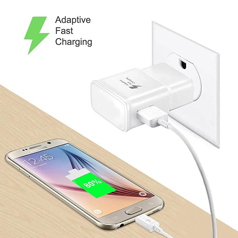 Fast Charge Adaptive Fast Charger Kit for Samsung Galaxy S7/S7 Edge/S6/Note5/4 /S3,USB 2.0 Fast Charging Kit True Digital Adaptive Fast Charging (S7 Fast Charger Set)
